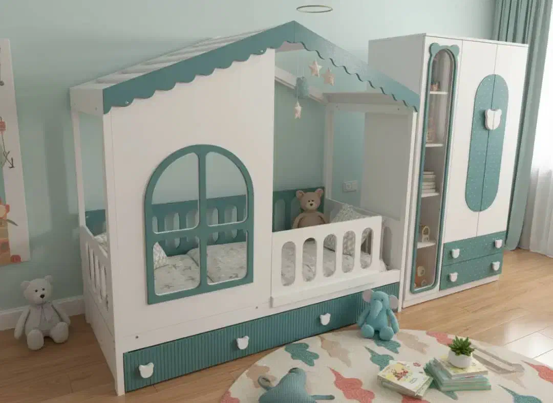 تخت خواب کمد دراور سیسمونی نوزاد نوجوان ویترین|تخت و سرویس خواب|تهران, نمایشگاه بین المللی|دیوار