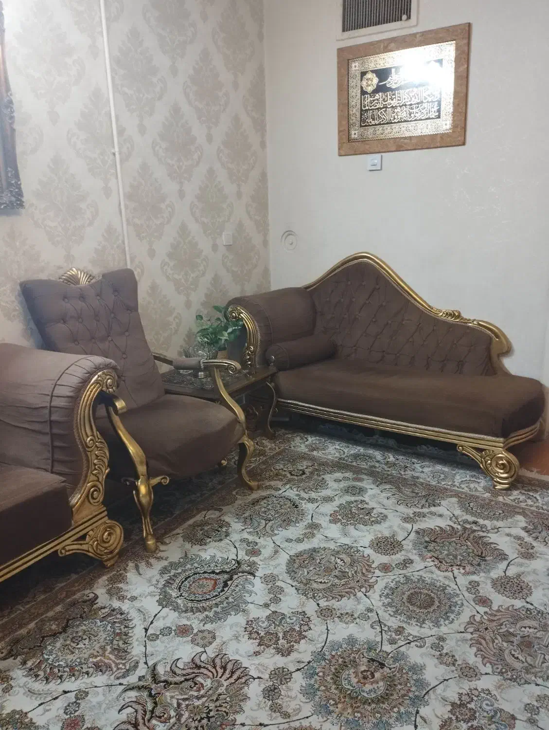 مبل نیمه استیل همراه با دو عسلی و جلو مبلی|مبلمان خانگی و میز عسلی|تهران, مینای شمالی (مخبر)|دیوار