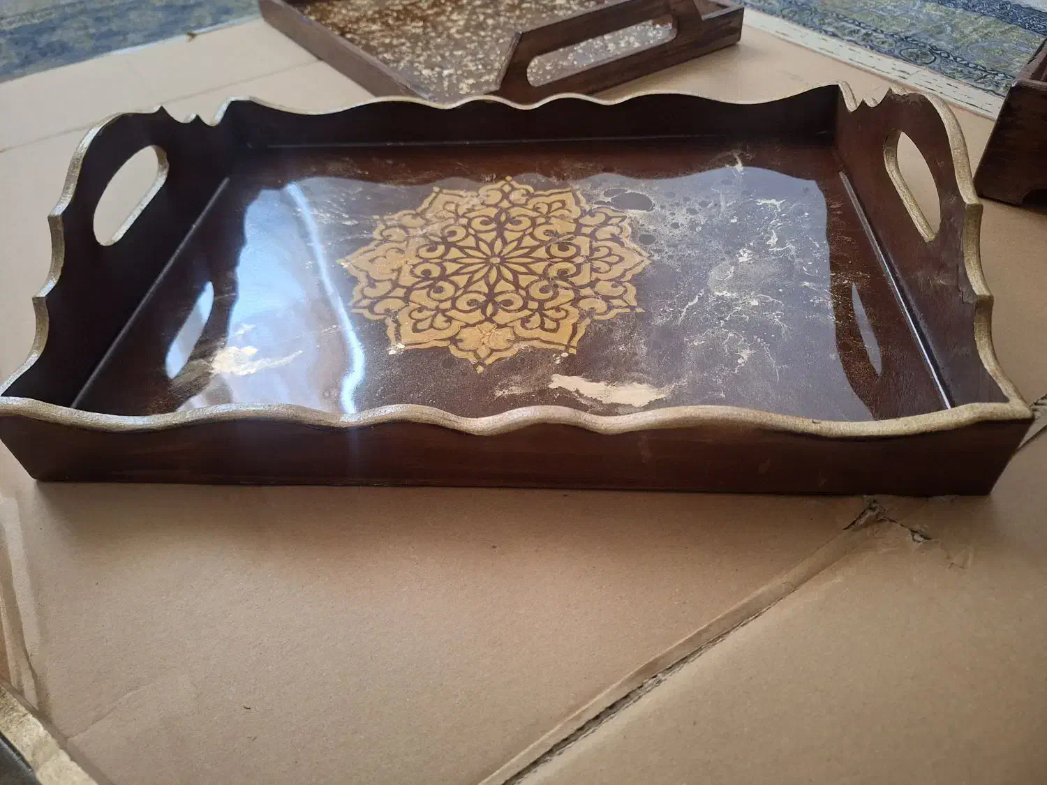 سینی چوبی اصل با کیفیت|ظروف سرو و پذیرایی|یاسوج, |دیوار