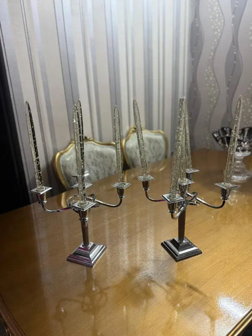 دو عدد شمعدان ۵ شعله در حد نو|لوستر و چراغ آویز|خوی, |دیوار