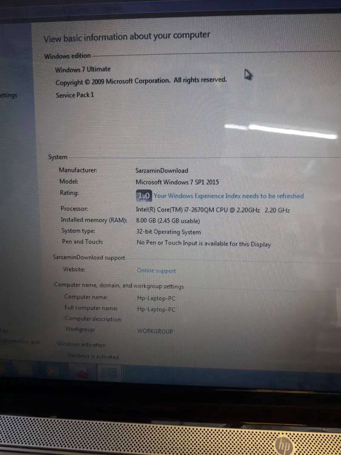 hp pavilion dv6 cori7(2) 8/720 لپ تاپ|رایانه همراه|قزوین, |دیوار