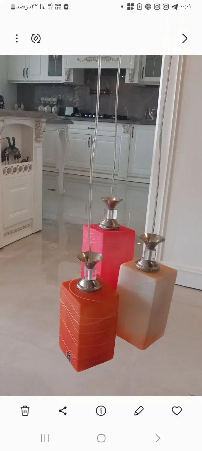 لوستر سه شاخه مدرن|لوستر و چراغ آویز|مشهد, شریف|دیوار