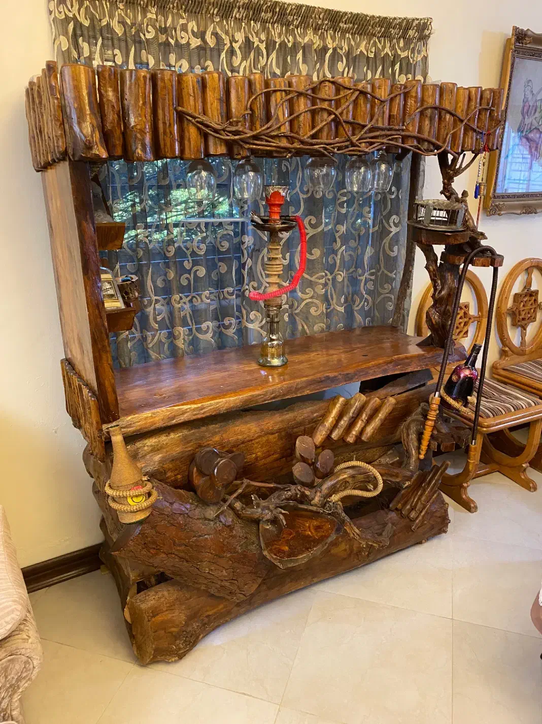 میز بار چوبی سنتی|بوفه، ویترین، کنسول|نوشهر, |دیوار