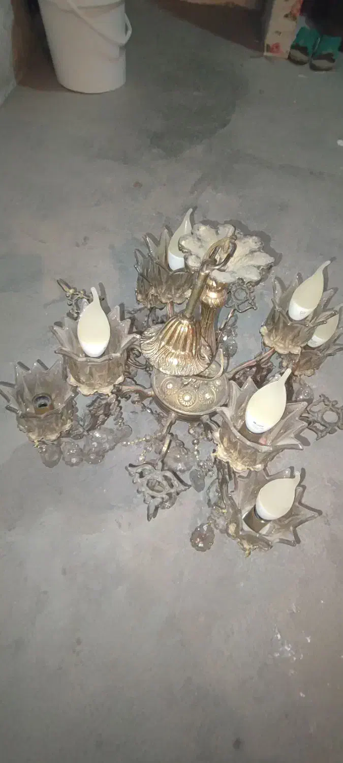 لوستر برنز 8 لامپ|لوستر و چراغ آویز|ملایر, |دیوار