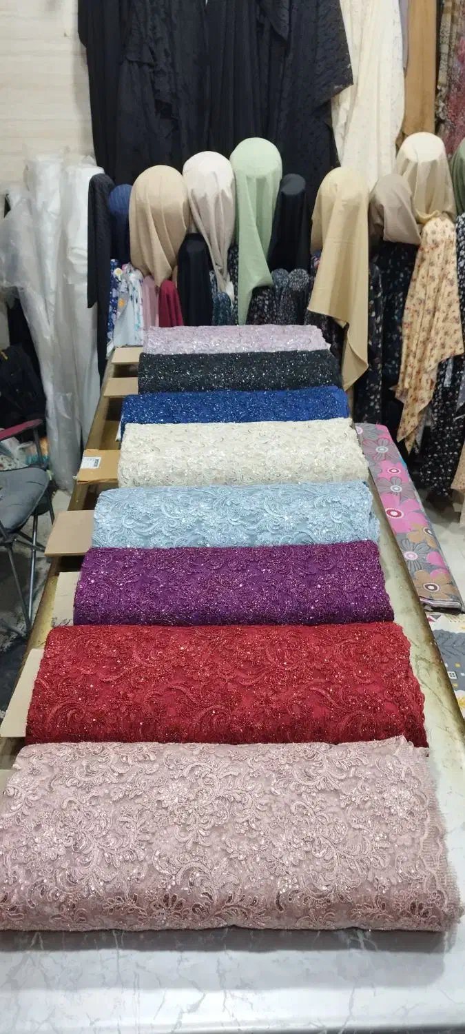 پارچه گیپور پولک دوزی سیمدار|لباس|تهران, خاک سفید|دیوار