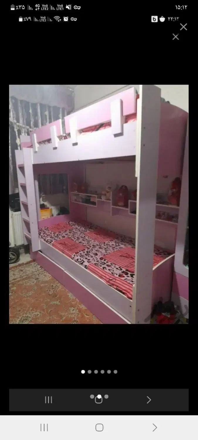 تخت دوطبقه همراه دوبوفه وگمد لباس|تخت و سرویس خواب|تهران, سردارجنگل|دیوار