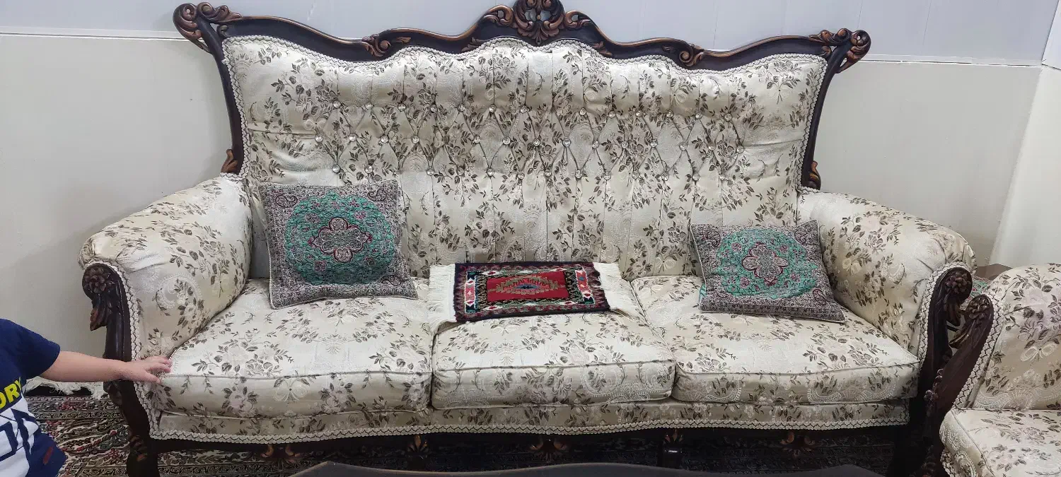 مبل استیل ۹نفره چوب راش|مبلمان خانگی و میز عسلی|بروجرد, |دیوار