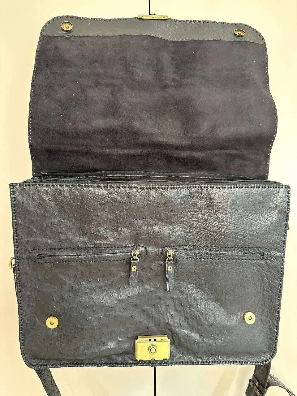 کیف کلاسیک اداری و کیف رودوشی با چرم شترمرغ|کیف، کفش، کمربند|اصفهان, بهارستان|دیوار