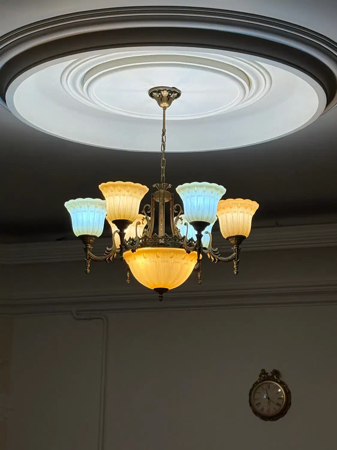 لوستر طرح سنگ با دیوارکوب|لوستر و چراغ آویز|مشهد, هنرستان|دیوار