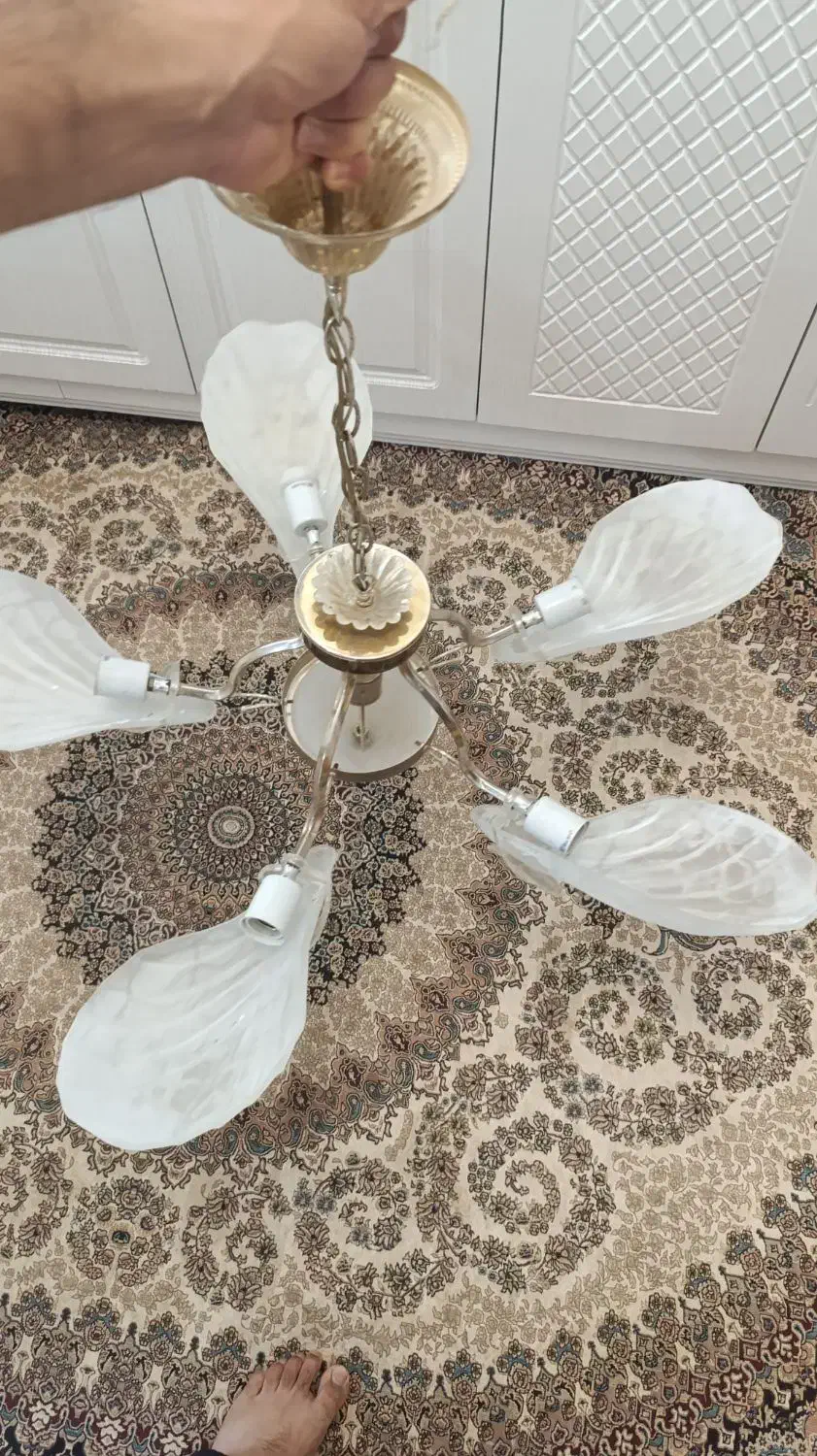 لوستر پنج شاخه|لوستر و چراغ آویز|تربت‌حیدریه, کاشانی|دیوار