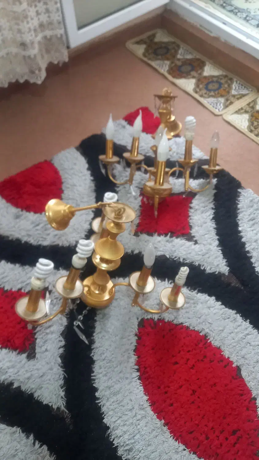 لوستر برنزی رنگ ثابت.|لوستر و چراغ آویز|اردبیل, |دیوار