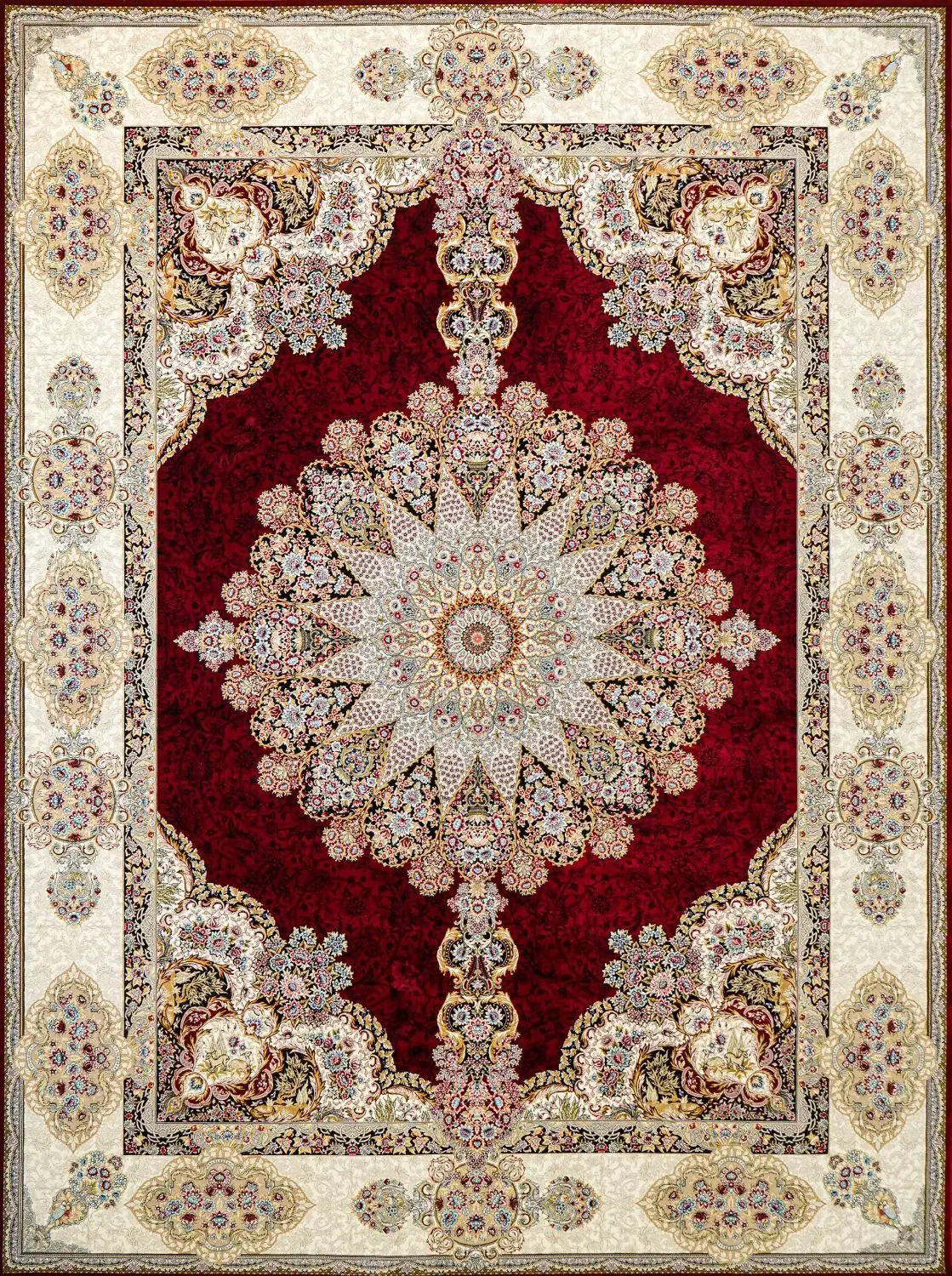 فرش ۹متری /۱۲۰۰شانه/لاکی کف ساده /تمام نخ /تهران|فرش|ری, علایین|دیوار