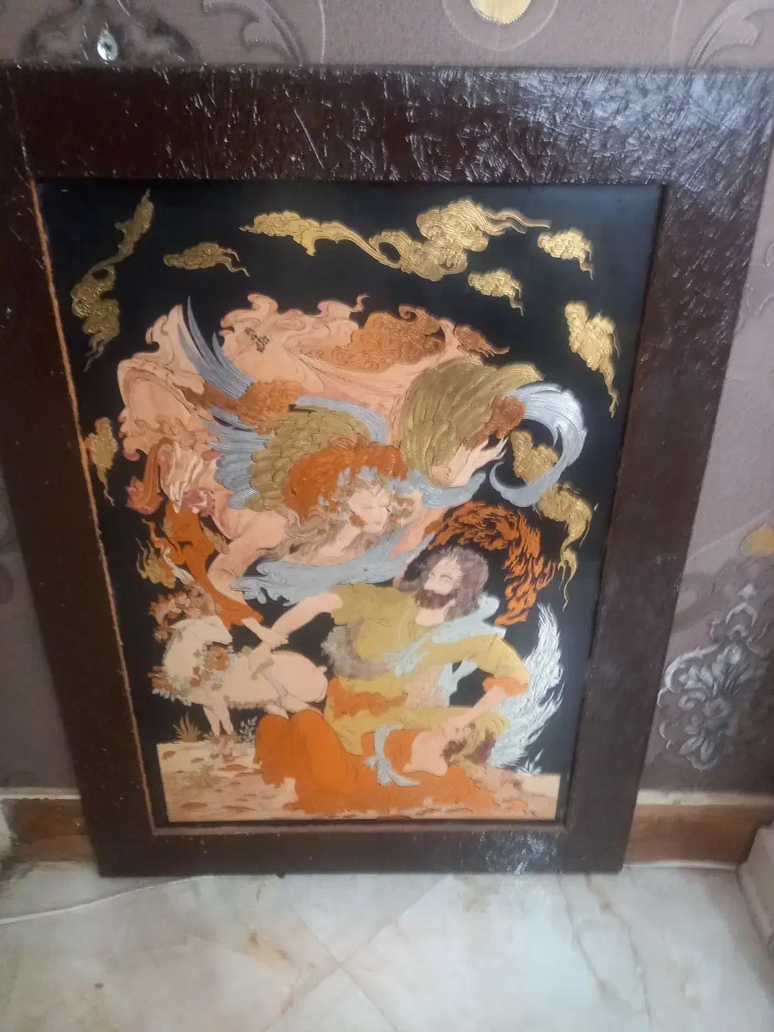 قاب مس دور چوب بسیارزیبا بزرگ وساعت بزرگ برند تارا|تابلو، نقاشی، عکس|تهران, مینای جنوبی|دیوار