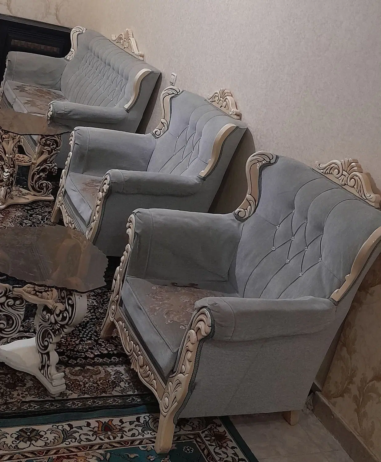 مبل استیل ۷ نفره به همراه ۴ عدد جلو مبلی|مبلمان خانگی و میز عسلی|تهران, مخصوص|دیوار