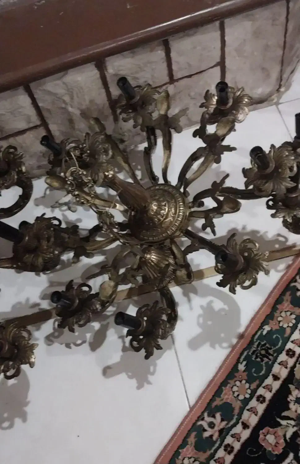 لوستر برنز سنگین قدیمی|لوستر و چراغ آویز|تهران, دروس|دیوار