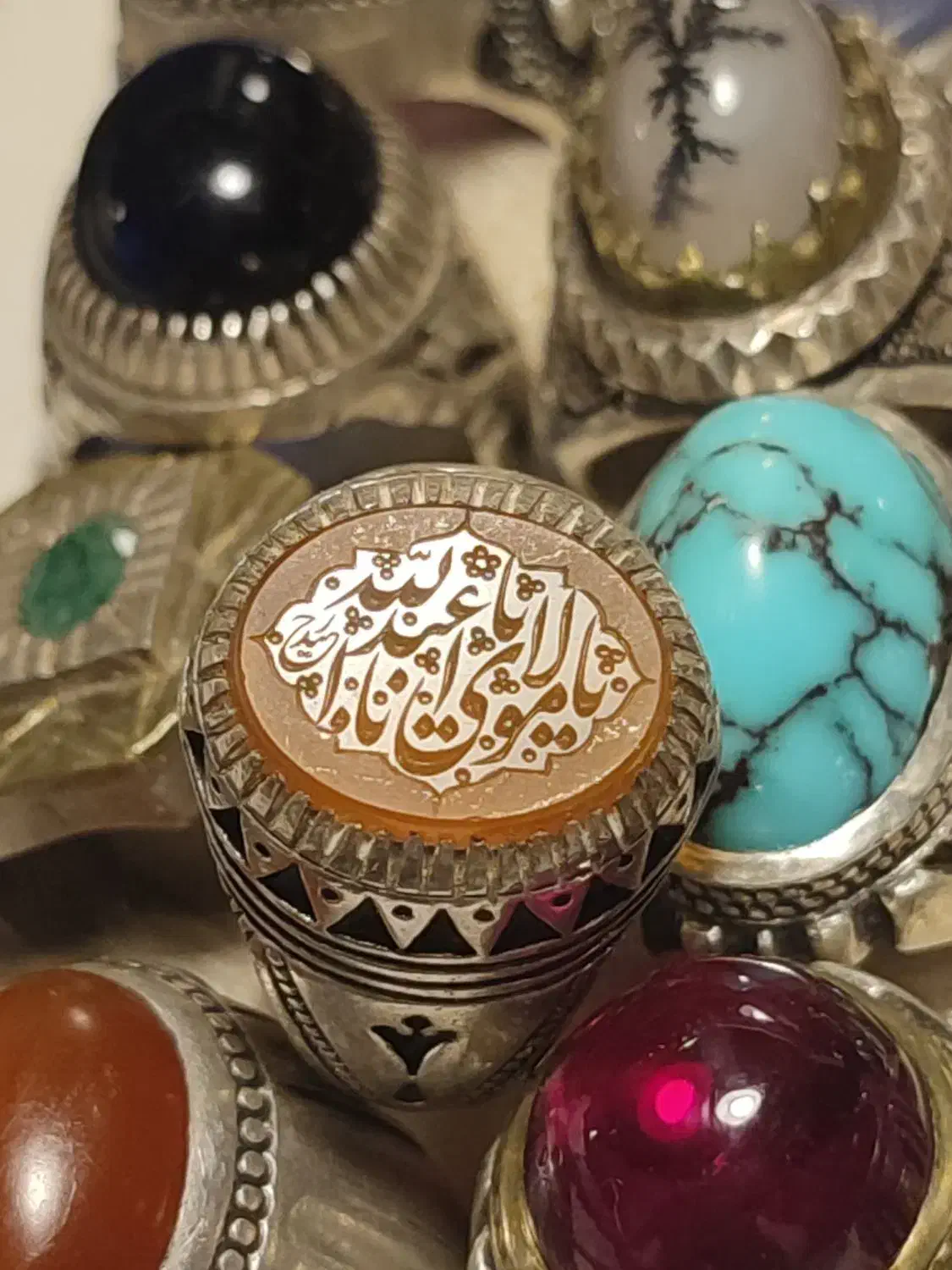 انگشتر. خط حیدر.  فیروزه. شجر|جواهرات|نیشابور, شهرآرا|دیوار