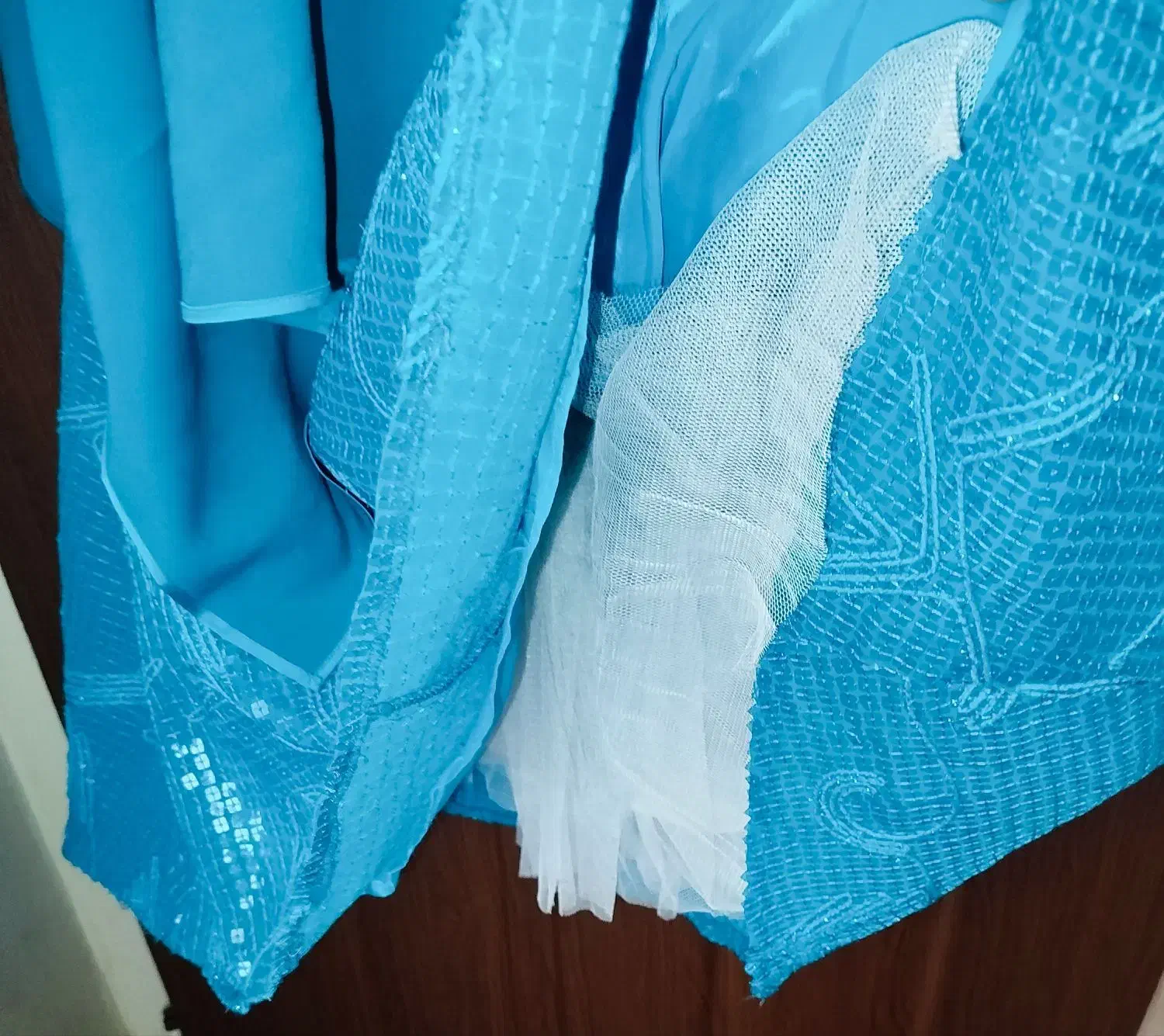 لباس مجلسی آبی کار دست با شال حریر،پارچه وارداتی|لباس|تهران, پاسداران|دیوار