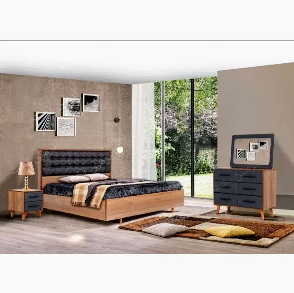 تخت خواب دونفره narmin//طرح سفید مشکی ساده|تخت و سرویس خواب|کرج, ساسانی (قلمستان)|دیوار