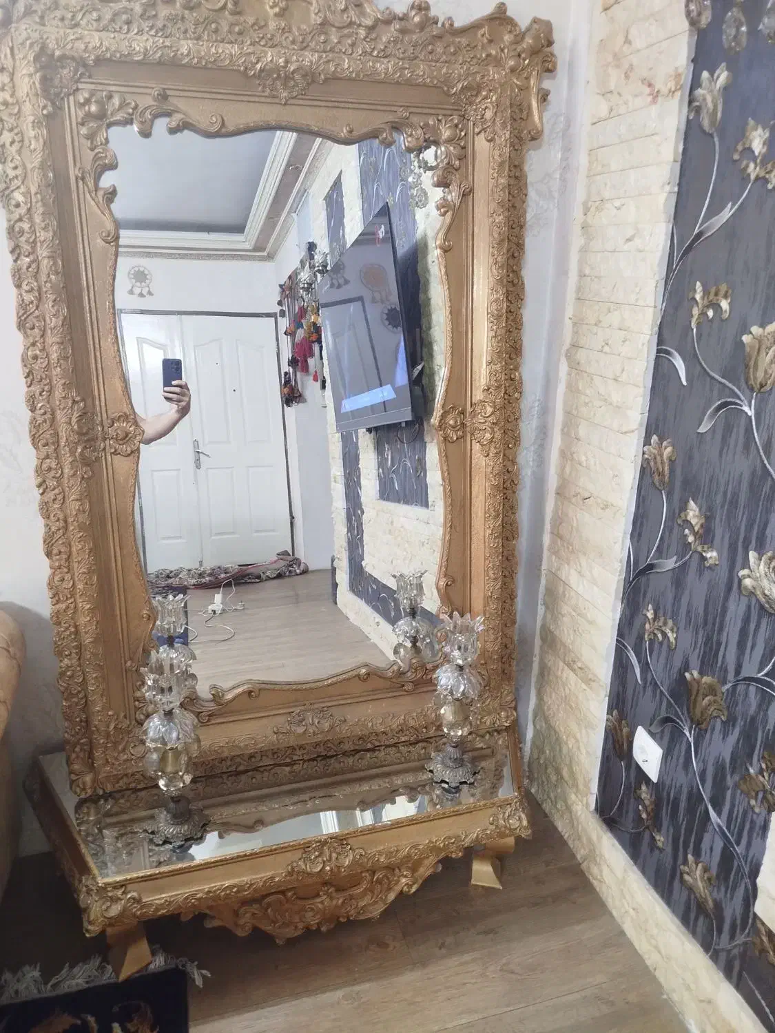 آینه کنسول و شمعدانی|بوفه، ویترین، کنسول|مشهد, الهیه|دیوار