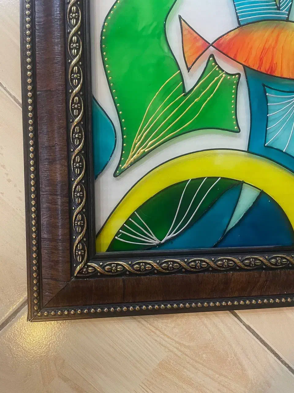 تابلو ویترای طرح ماهی با قاب عالی|صنایع دستی و سایر لوازم تزئینی|بابل, |دیوار