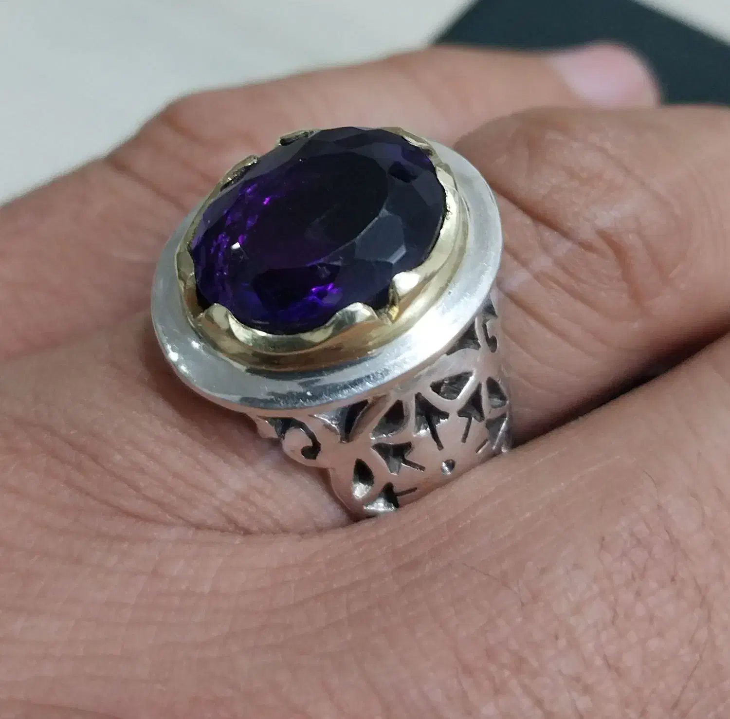 انگشتر نقره آماتیس طبیعی کار دست|جواهرات|مشهد, شهرک مهر آباد|دیوار