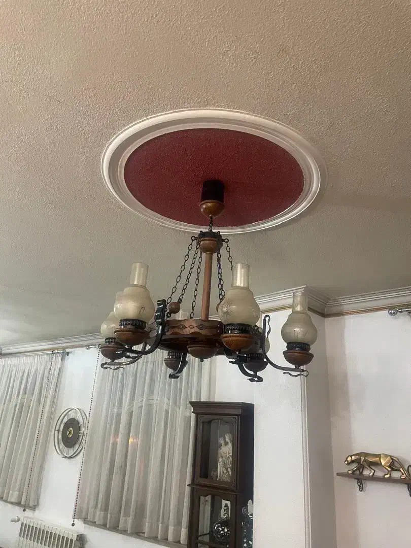 لوستر ۶ شاخه چوب و فلز|لوستر و چراغ آویز|تهران, نارمک|دیوار