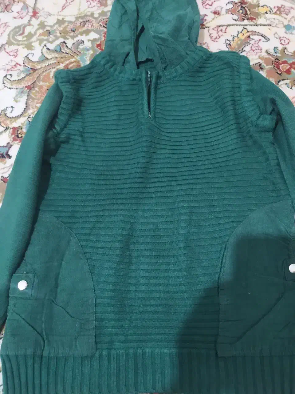 بلوز بافت کلاه دار سبز یشمی|لباس|ماهیدشت, |دیوار