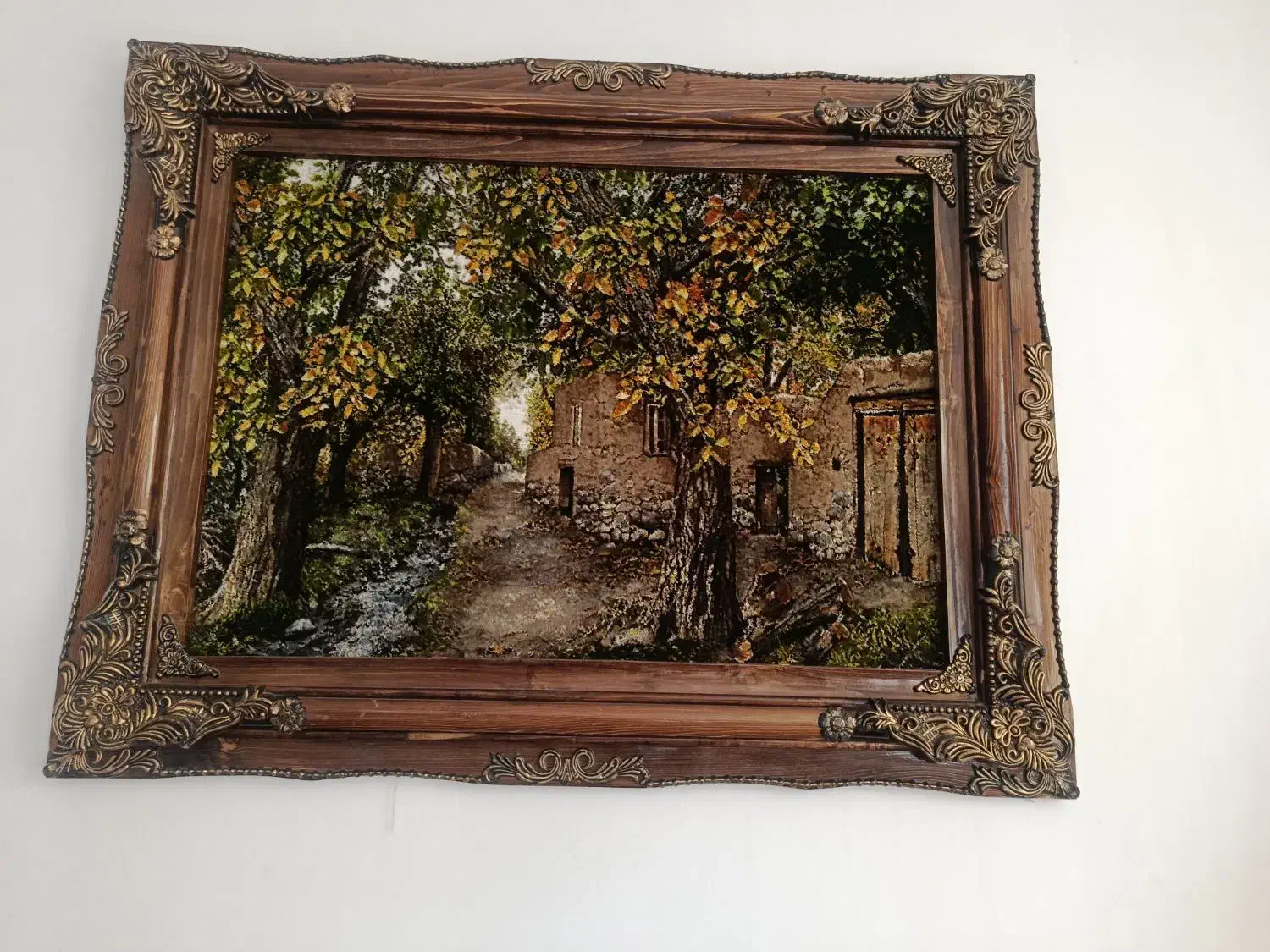 تابلو فرش طرح کوچه باغ چله ابریشم دستبافت 1در 80|تابلو فرش|جلفا, |دیوار