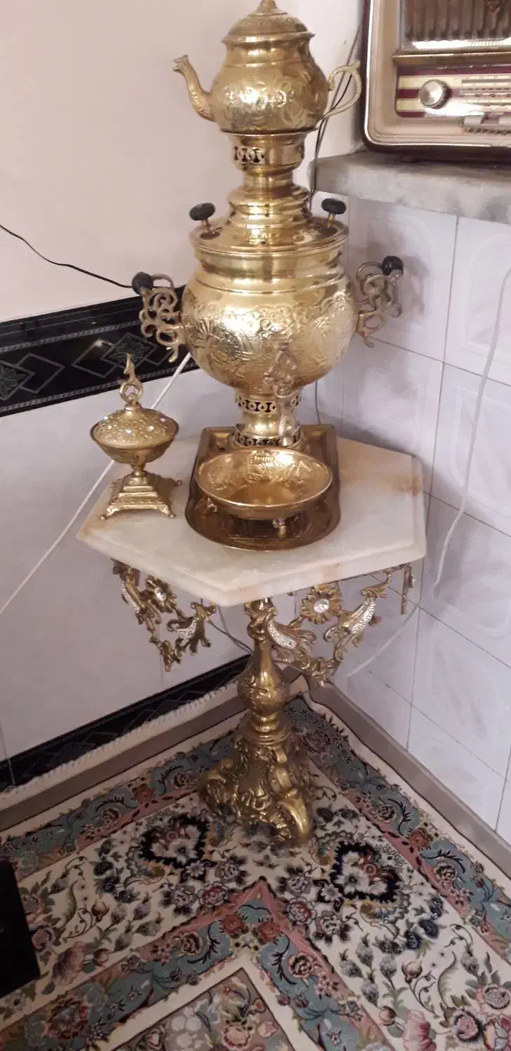 سماورذغالی برنج بدون میززیرش|کلکسیون اشیاء عتیقه|بروجرد, |دیوار