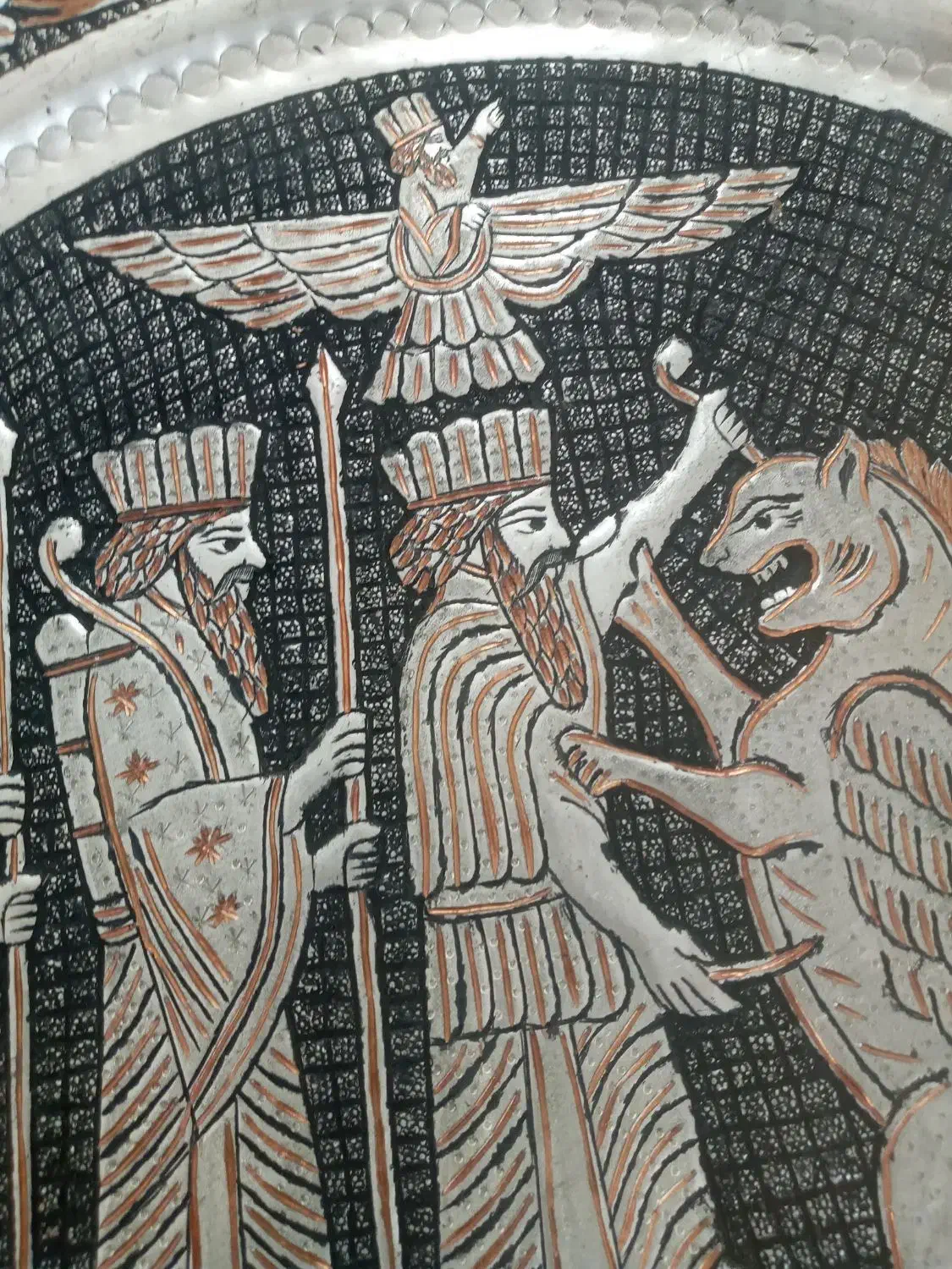 سینی قلمزنی قدیمی|صنایع دستی و سایر لوازم تزئینی|اصفهان, شاه پسند|دیوار