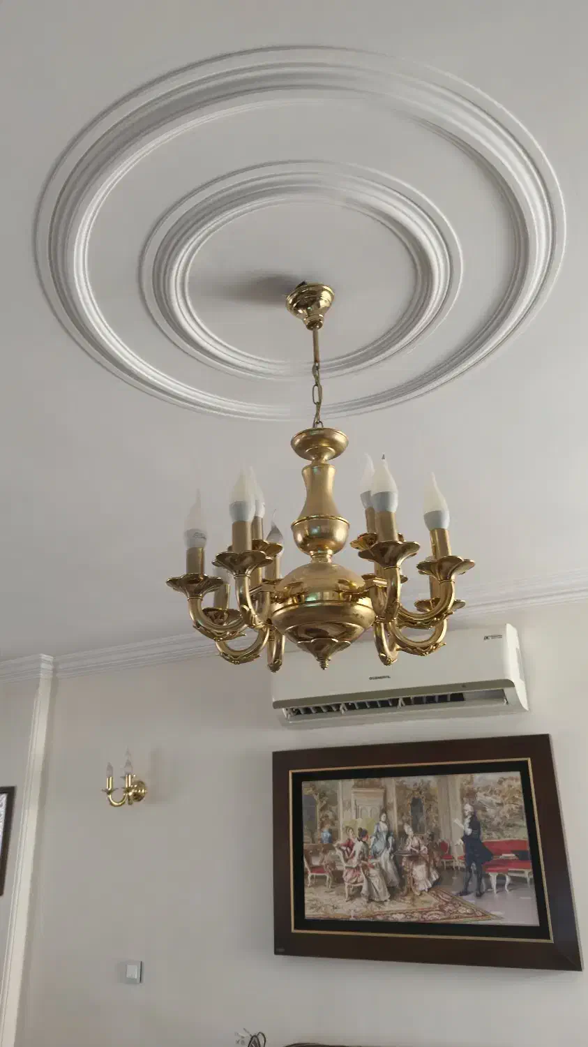 ست لوستر و دیوارکوب های قدیمی سنگین روکش آب طلا|لوستر و چراغ آویز|تهران, اباذر|دیوار