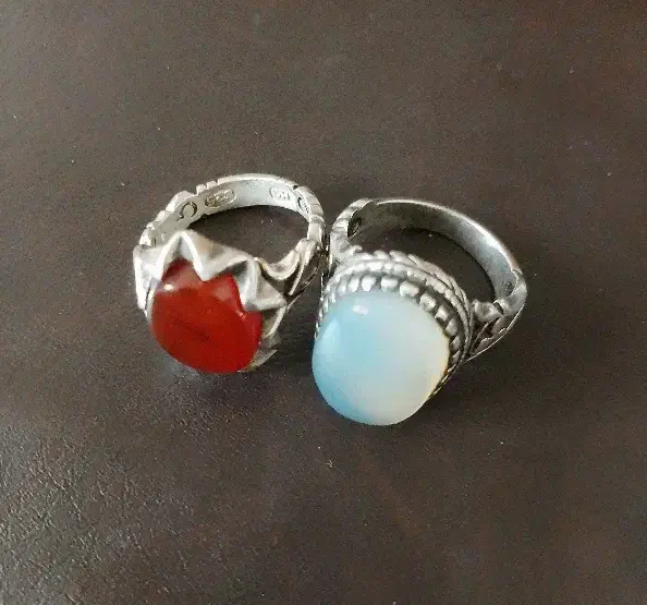 فروش ۲ انگشتر عقیق با پایه نقره|جواهرات|بندر گناوه, |دیوار