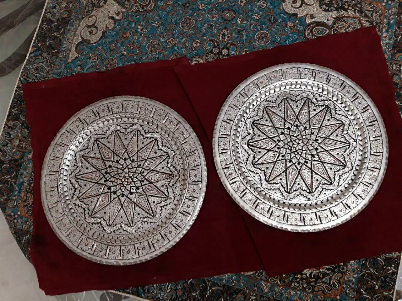 سینی و میوه خوری مسی قلمزنی دکوری قلم کاری|صنایع دستی و سایر لوازم تزئینی|تهران, ستارخان|دیوار