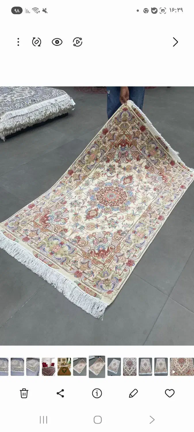 فرش دستباف (بساک) زرنیمهای تبریز چله ابریشم|فرش|مشکیندشت, |دیوار