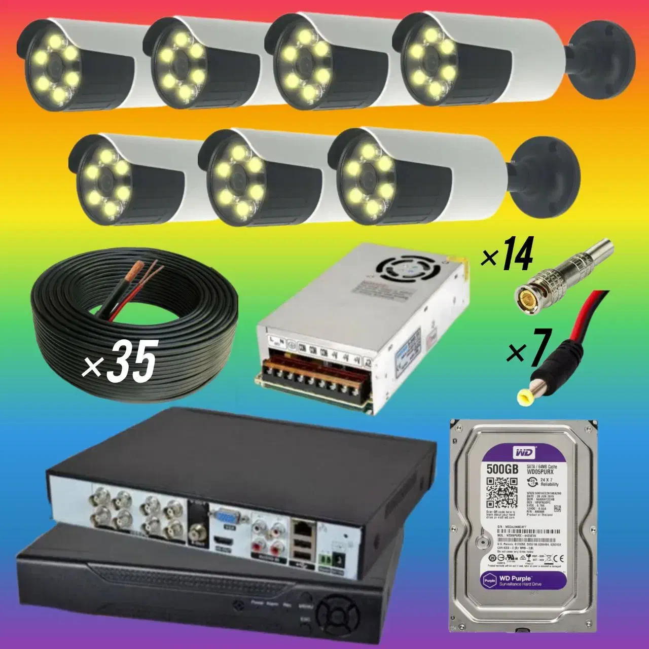 دوربین مداربسته پک کامل فول کالر بدنه abs ضدآب|دوربین مداربسته|ارومیه, |دیوار