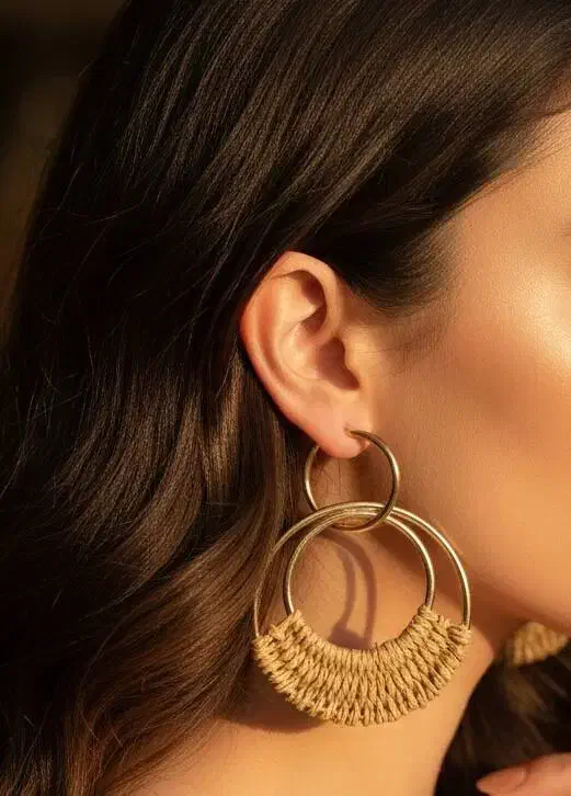 انواع گوشواره حصیری مدل فانتزی طرح طلا|بدلیجات|مشهد, گلشور|دیوار