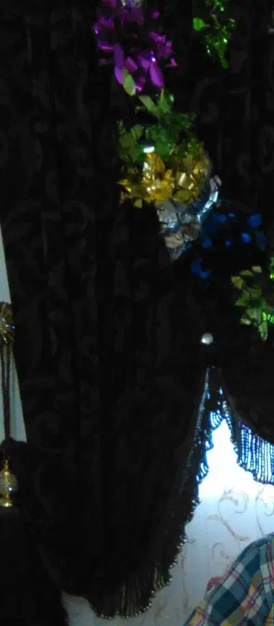 پرده حریر با والان وکنار پرده مخمل|پرده، رانر، رومیزی|بندر انزلی, سید آسیه|دیوار