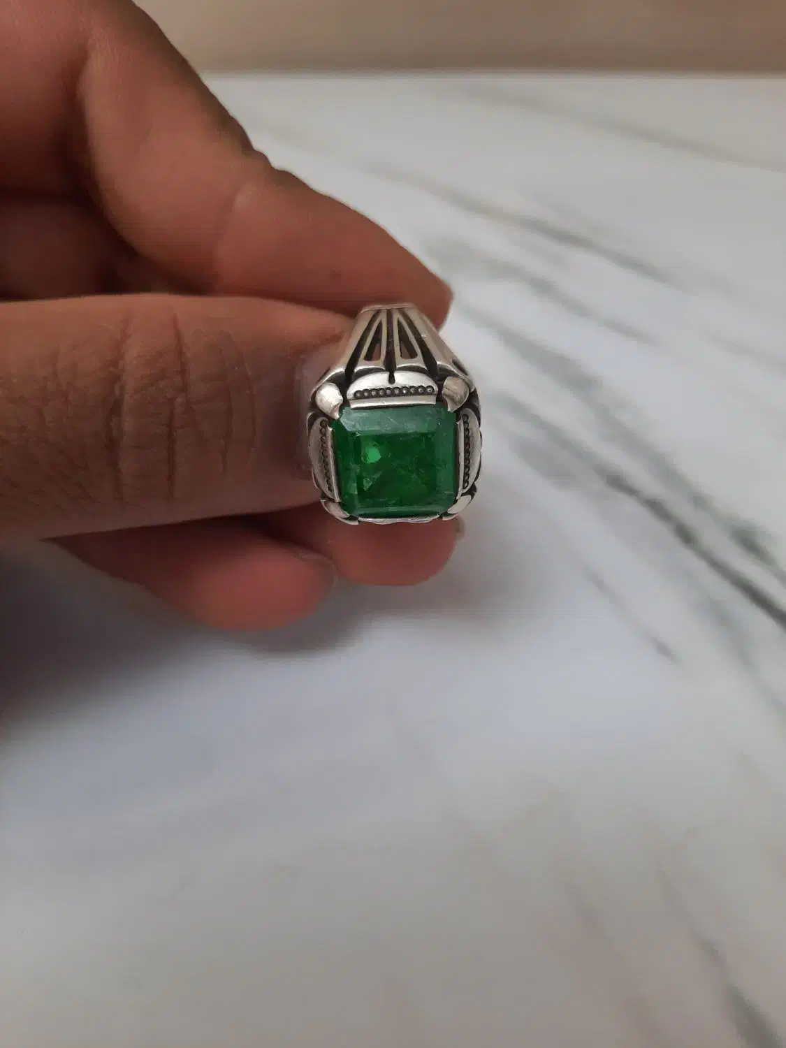 دوتا زمرد اصل معدنی نقره کامل دست ساز خاص خوشگل|جواهرات|زنجان, |دیوار