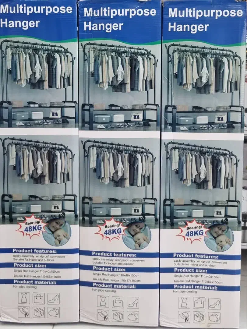 رگال لباس رخت آویزدوبل دوطبقه چرخ دار|بندرخت و رخت‌آویز|بروجرد, |دیوار