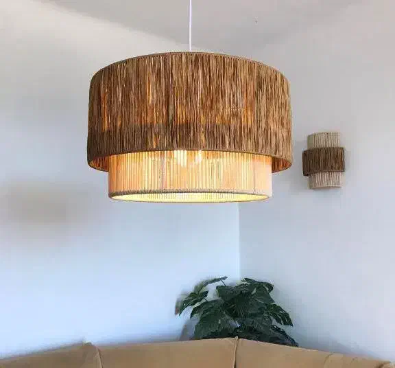 لوستر و آباژور دستساز با رافیا سبک بوهو و طبیعی|لوستر و چراغ آویز|کرج, گلشهر|دیوار