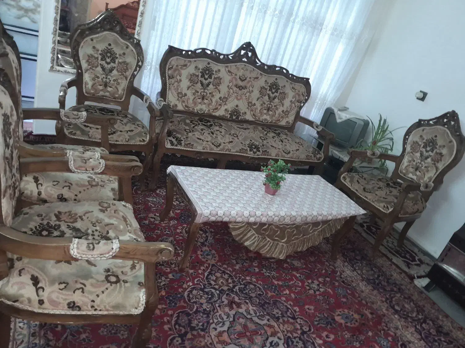 مبل سلطنتی چوبی ۷نفری|مبلمان خانگی و میز عسلی|اردبیل, |دیوار