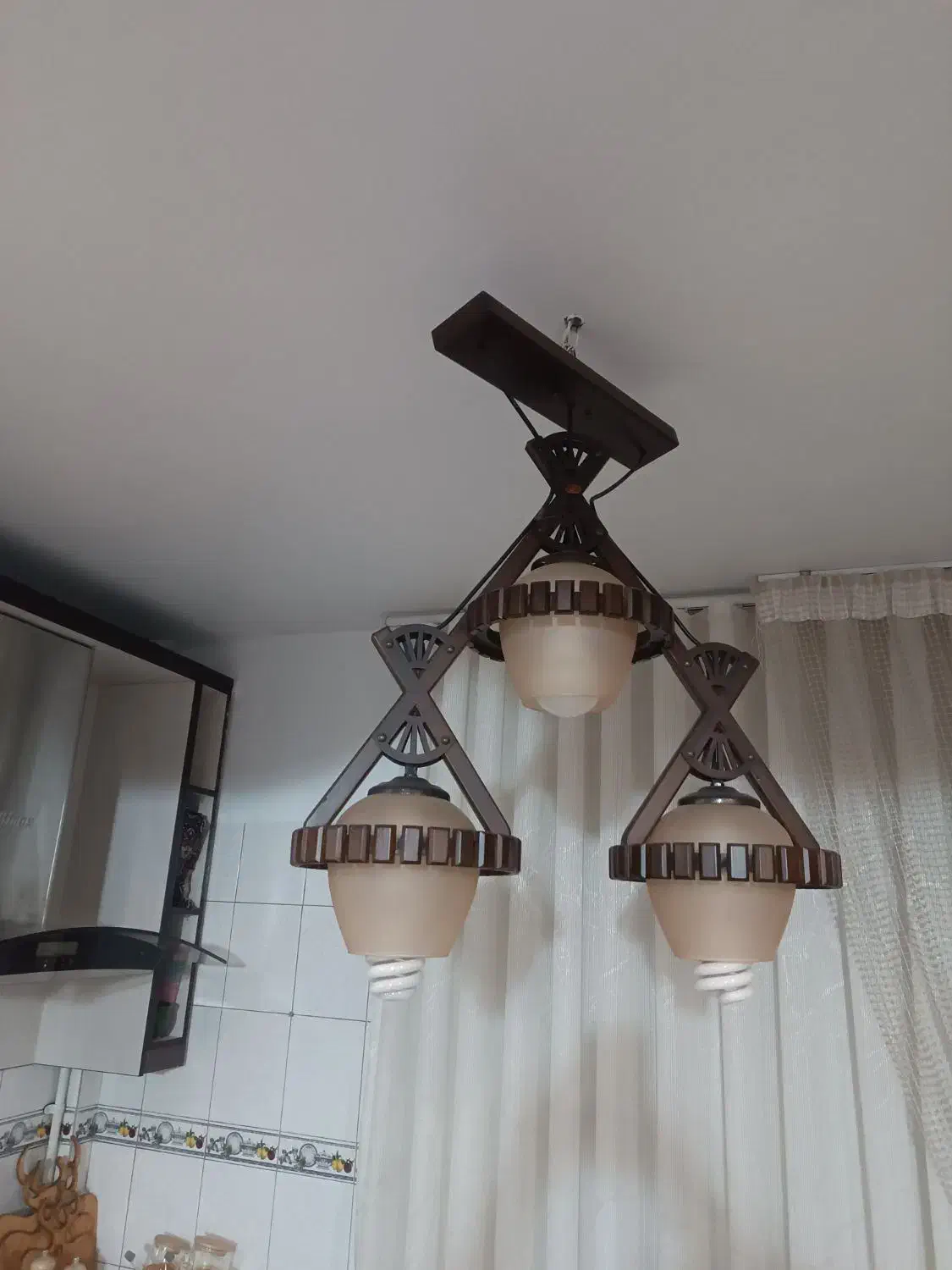 لوستر چوبی|لوستر و چراغ آویز|تهران, مسعودیه|دیوار