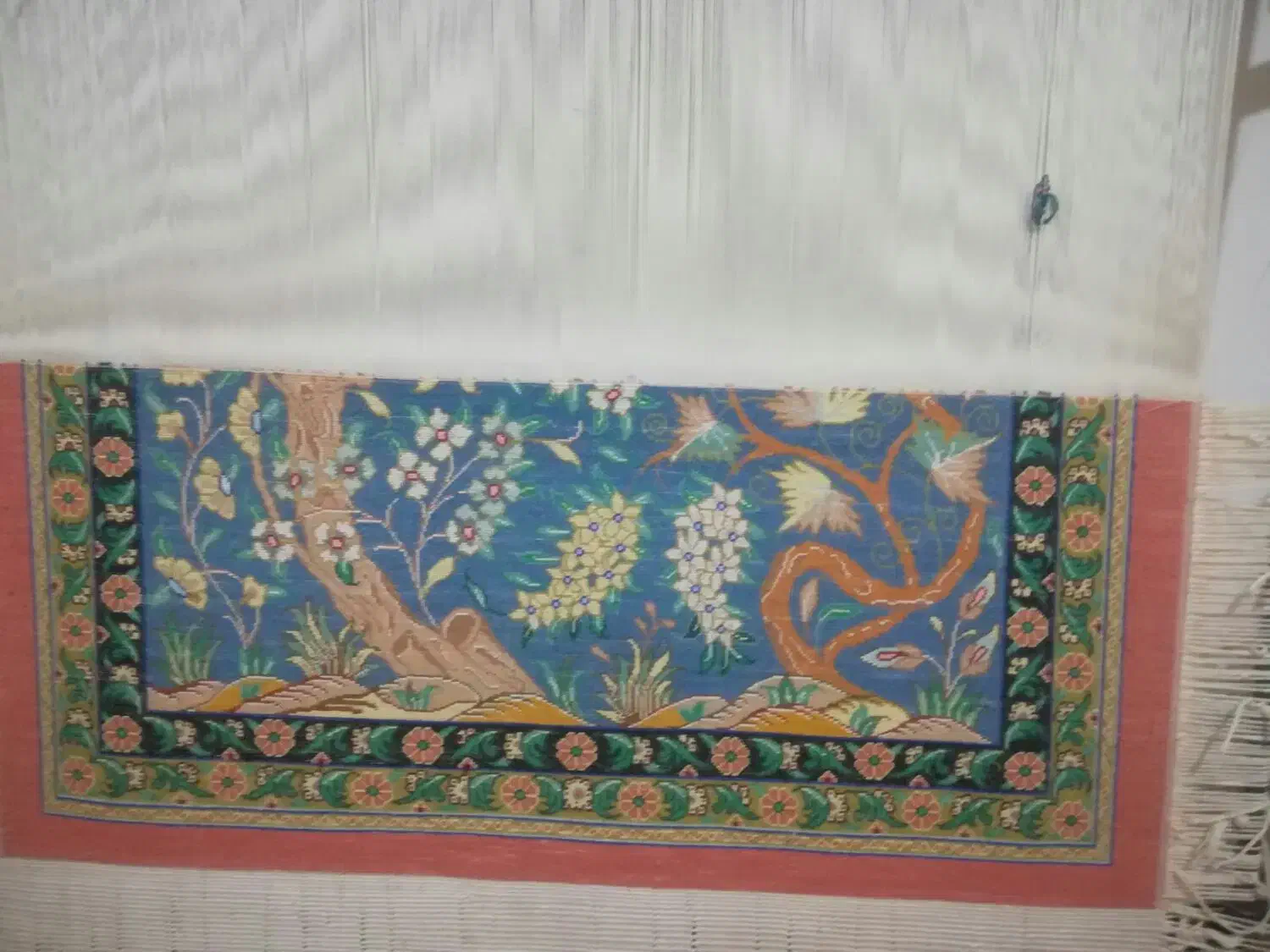 فرش ابریشم پشتی|فرش|زنجان, |دیوار