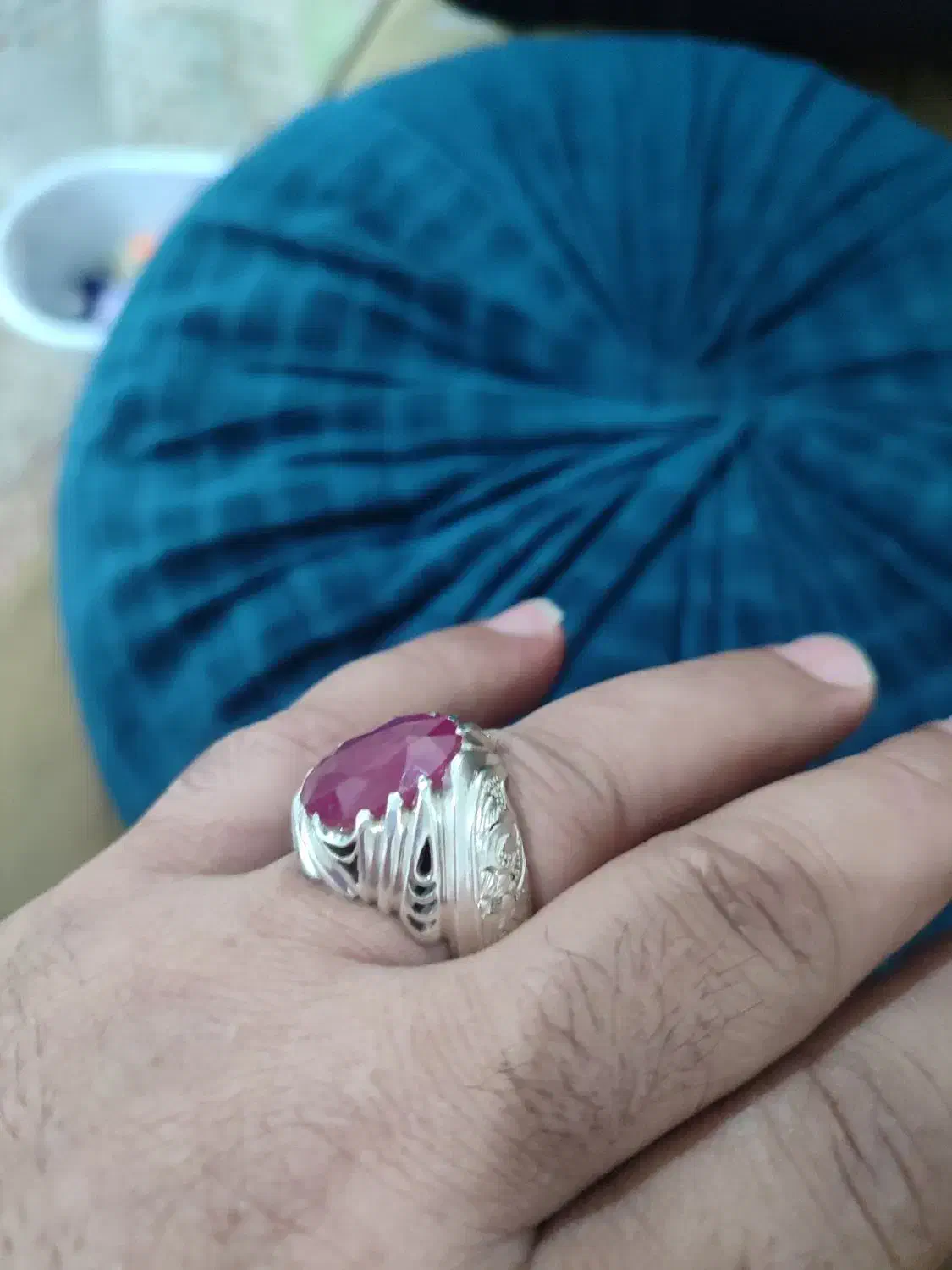 انگشتر نقره دست ساز خجسته قلم کاری|جواهرات|بروجرد, |دیوار