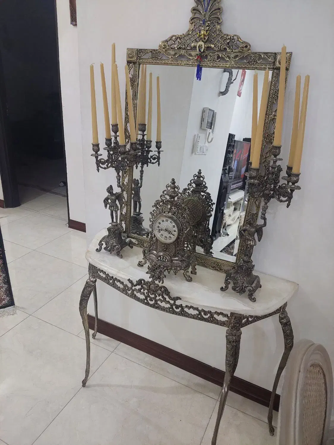 اینه وشمعدان برنز|بوفه، ویترین، کنسول|محمدشهر, محمدشهر|دیوار