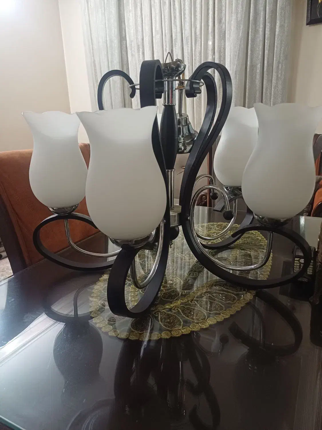 لوستر پنج شعله|لوستر و چراغ آویز|تهران, امام زاده حسن|دیوار