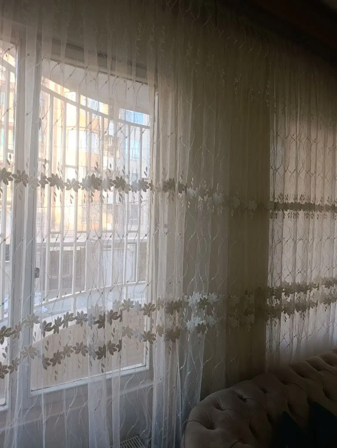 پرده حریر خامه دوزی|پرده، رانر، رومیزی|کرج, مهرویلا شمالی|دیوار