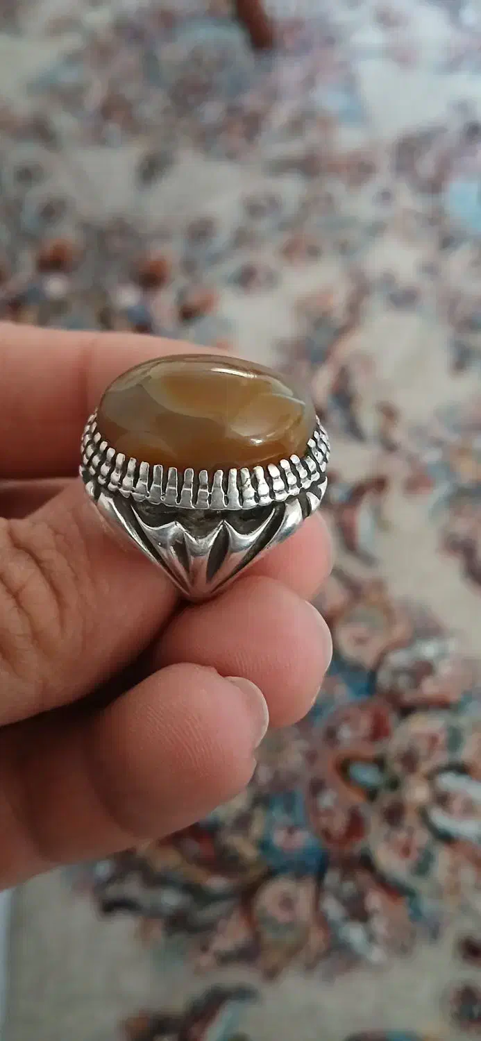 انگشتر نقره سنگ عقیق سه پوست|جواهرات|سنندج, |دیوار