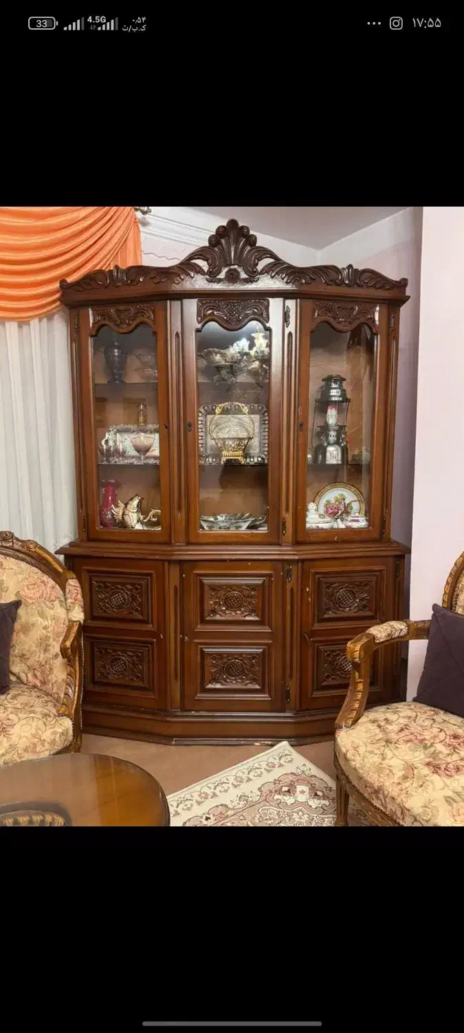 بوفه چوبی|بوفه، ویترین، کنسول|اسالم, |دیوار