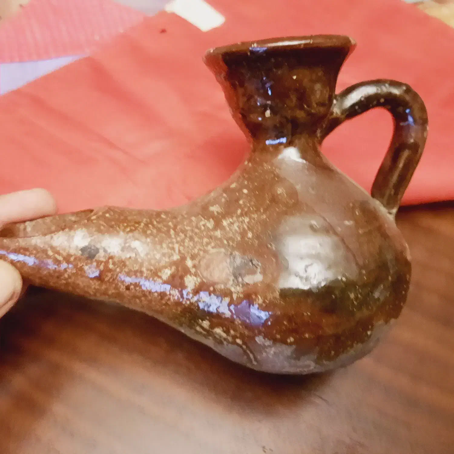 چراغ قدیمی پی سوز سفالی|کلکسیون اشیاء عتیقه|قائمشهر, |دیوار